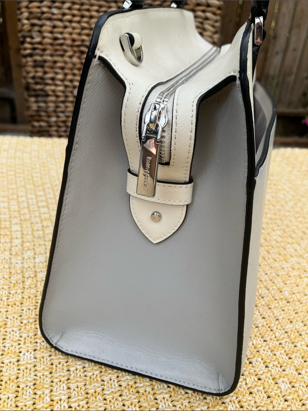 NWOT Kate Spade Madison Satchel Light Platinum Gray & Cream Colorblock + Wallet - Picture 4 of 15